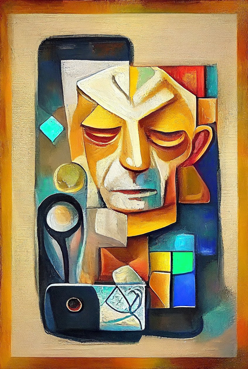 Picasso-inspirerad konst, abstrakt surrealistisk målning, väggkonst print on demand av F. Abderrahim