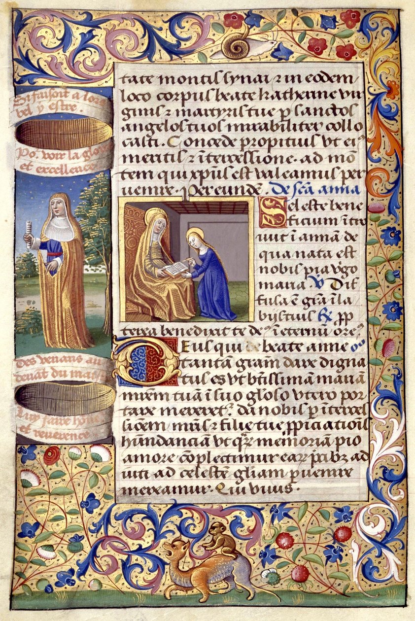 Heures de Charles VIII 108V Sainte Anne  av Jacques de Besancon
