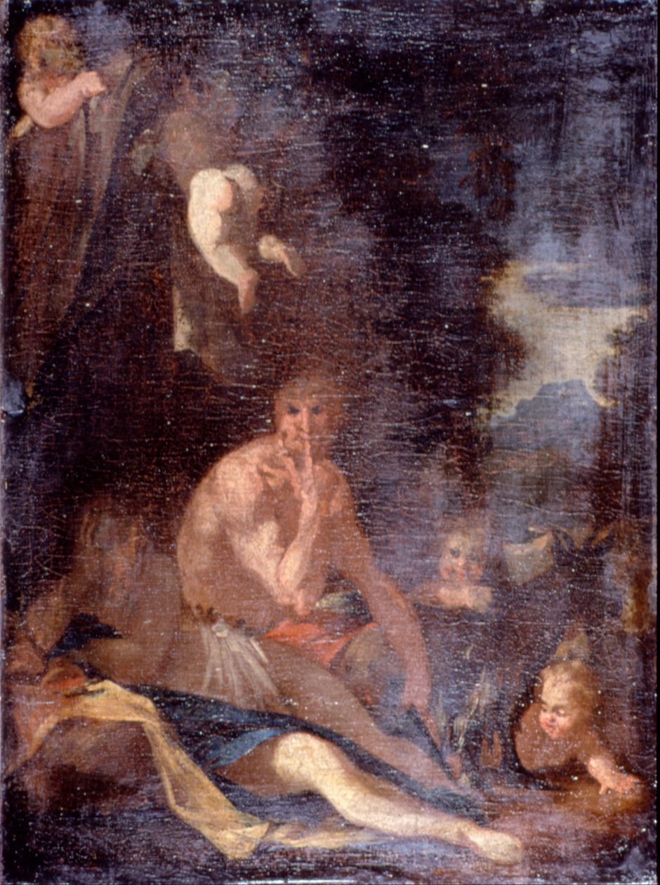 Nymph and Satyr  av Nicolas Poussin