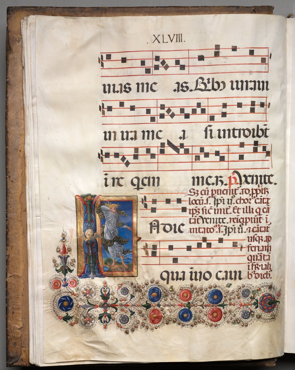 Antifonär: Initial, ängel av follower of Girolamo da Cremona