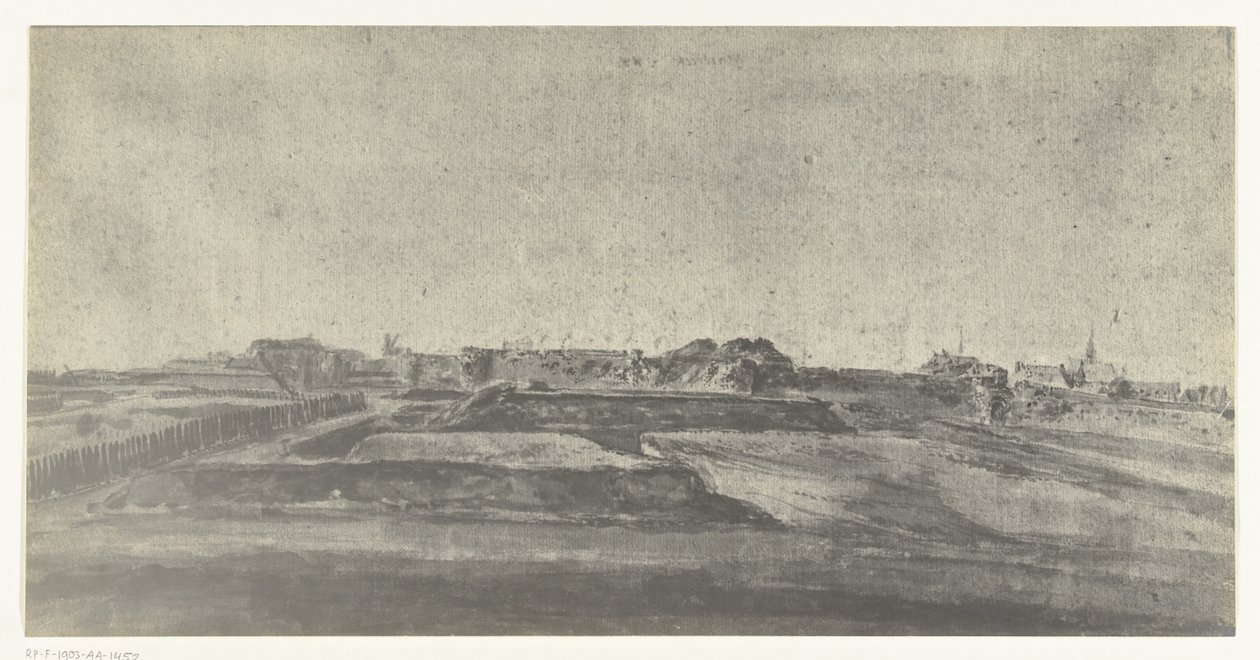 Utsikt över Maastricht, 1672 Foton av teckningar av den franska invasionen av Nederländerna 1672 av Adam Frans van der Meulen bevarade i Manufacture des Gobelins (serietitel) av frères Moreau
