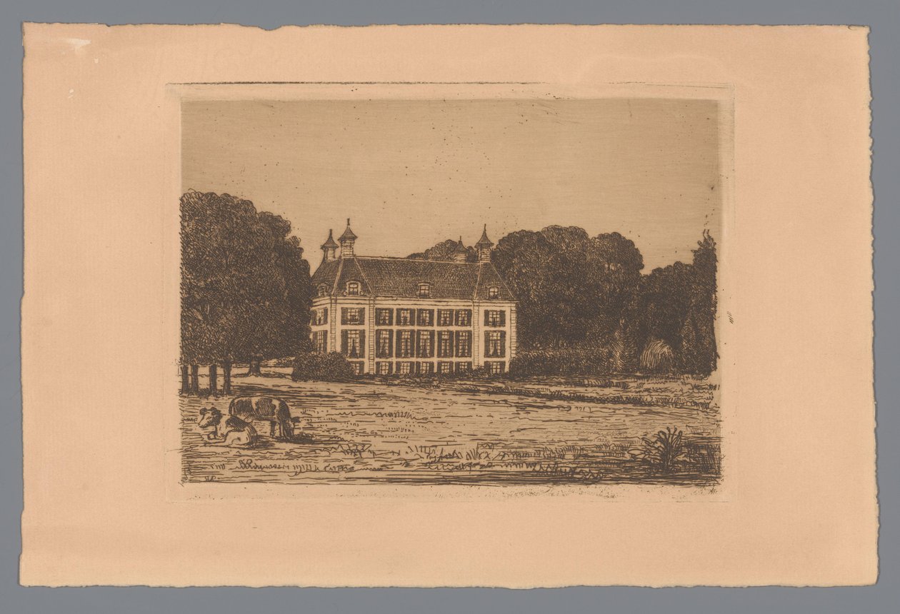 Utsikt från en äng vid Waterland Estate av jonkheer Barthold Willem Floris van Riemsdijk