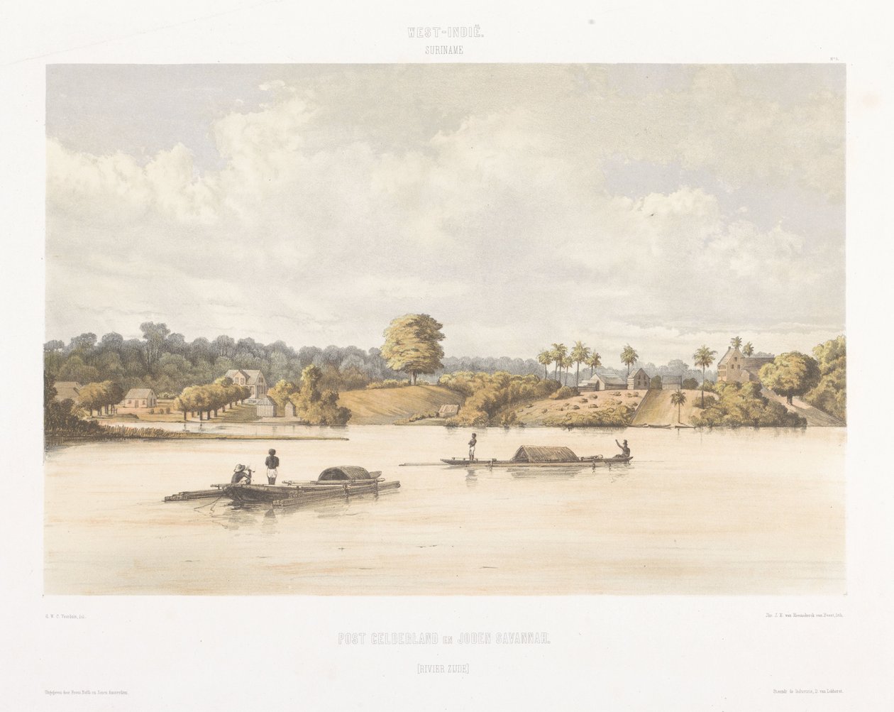 Vy över Post Gelderland och judarna Savannah Utsikter från Nederländernas Västindien (serietitel) av jonkheer Jacob Eduard van Heemskerck