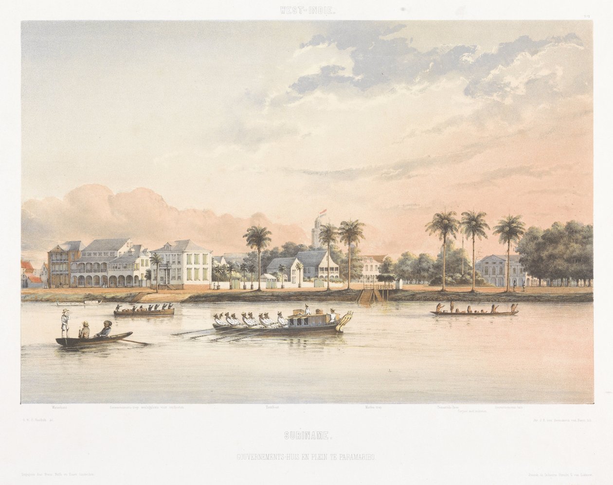 Regeringshuset och torg i Paramaribo Utsikter från Nederländernas Västindien (serietitel) av jonkheer Jacob Eduard van Heemskerck