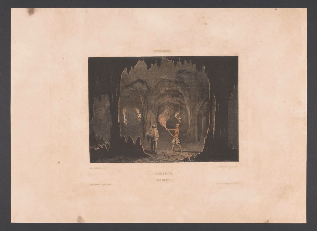 Grottorna i Hato Curacao. Cave of Hato (titel på objekt) Västindien (serietitel på objekt) Utsikter från Nederländernas Västindien (serietitel) av jonkheer Jacob Eduard van Heemskerck