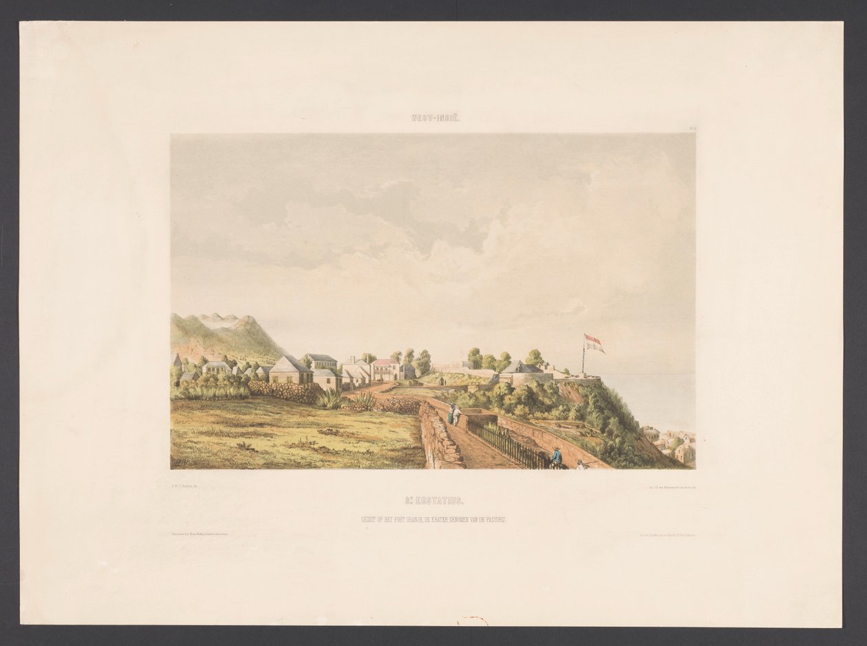 S:t Eustatius S:t Eustatius. Utsikt över Fort Oranje, kratern, tagen från prästgården (titel på objekt) Västindien (serietitel på objekt) Utsikter från Nederländernas Västindien (serietitel) av jonkheer Jacob Eduard van Heemskerck