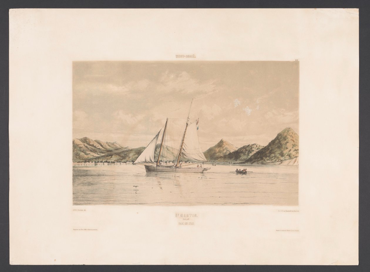 St Martin St Martin. Bay och stad (titel på objekt) Västindien (serietitel på objekt) Utsikter från Nederländernas Västindien (serietitel) av jonkheer Jacob Eduard van Heemskerck