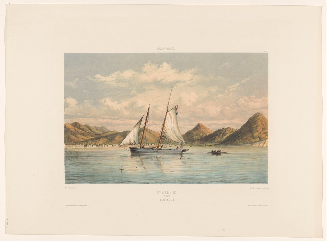 St Martin St Martin. Bay och stad (titel på objekt) av jonkheer Jacob Eduard van Heemskerck