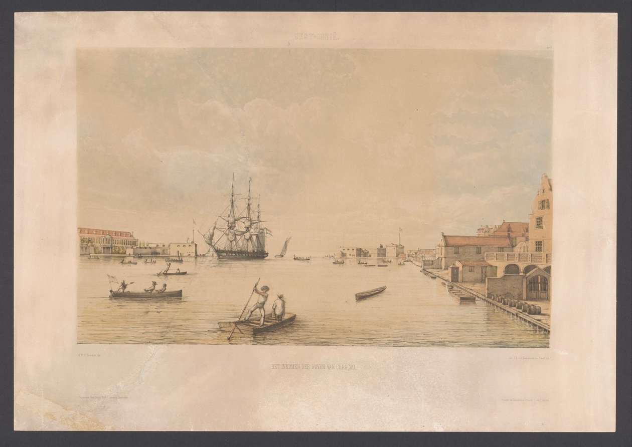 Willemstad Inkomsten av Curaçaos hamn (titel på objekt) Västindien (serietitel på objekt) Utsikter från Nederländernas Västindien (serietitel) av jonkheer Jacob Eduard van Heemskerck