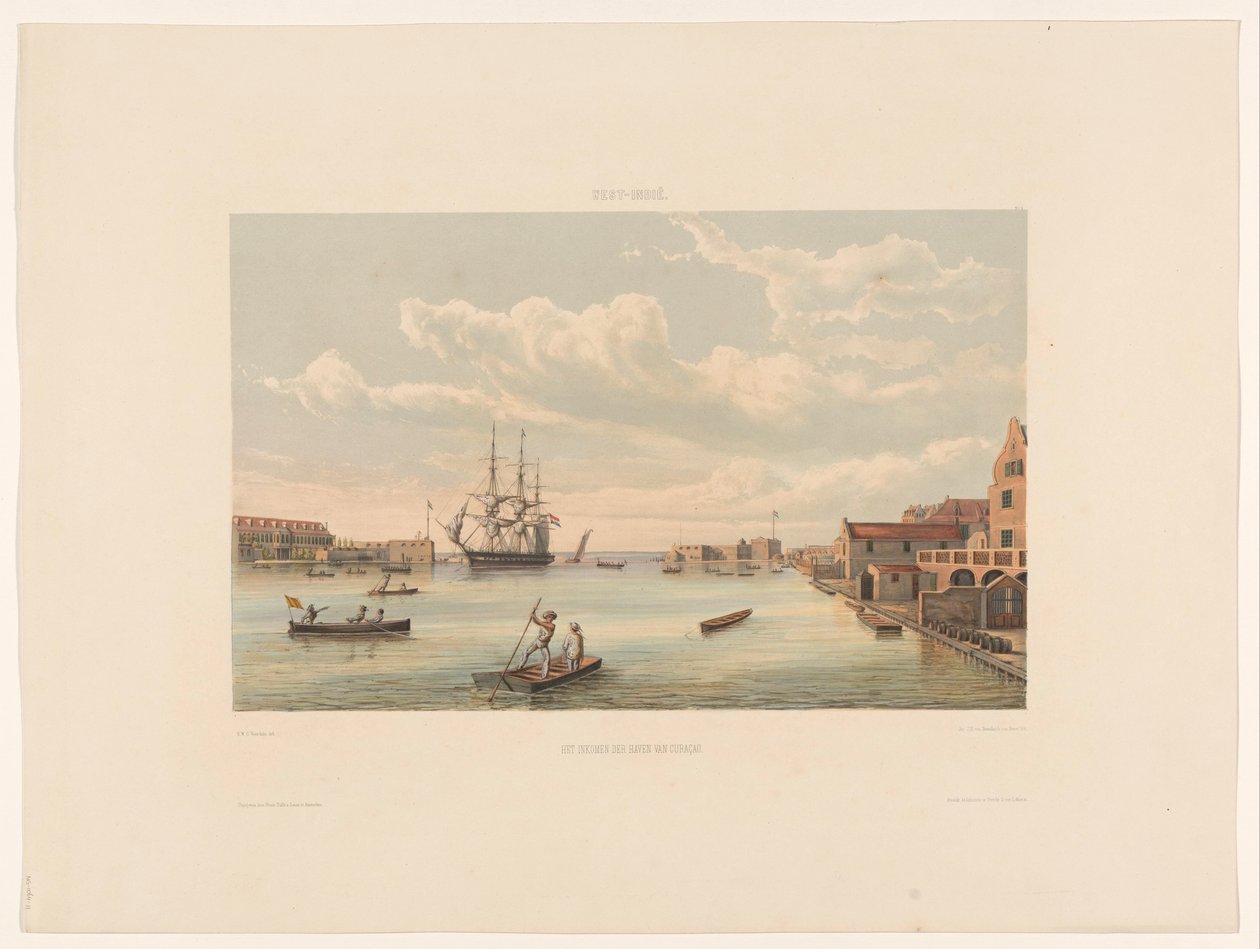 Willemstad Inkomsten av Curaçaos hamn (titel på objekt) av jonkheer Jacob Eduard van Heemskerck