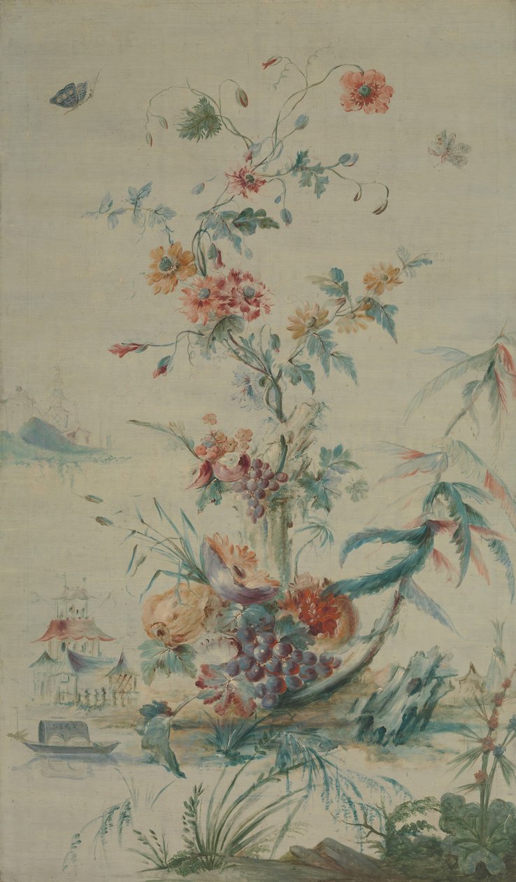 Blommor och Chinoiserie, 1700-tal. av late 18th century . French Painter