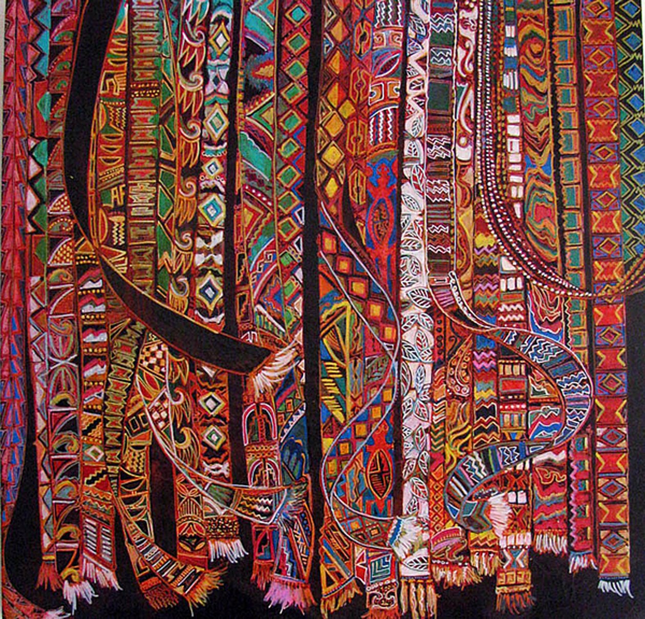 Backstrap weaving, 2014 (blandat, akryl, bläck, olja) av linda arthurs