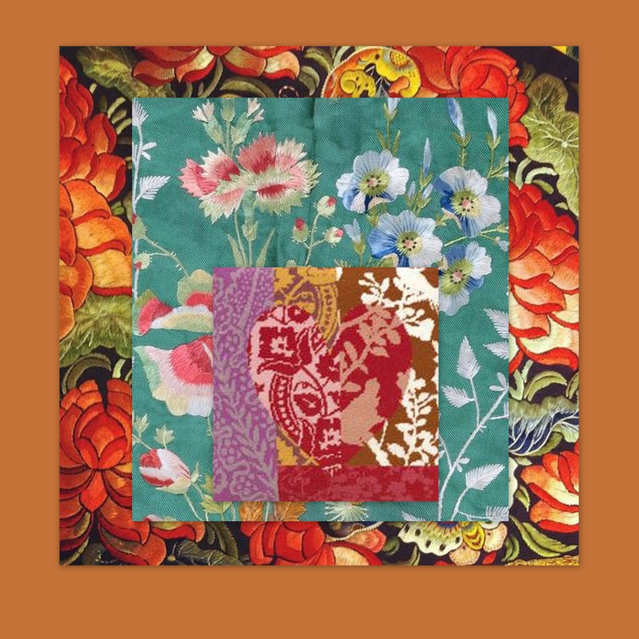 PRETTY FLORAL COLLAGE, 2018 (blandteknik) av linda arthurs