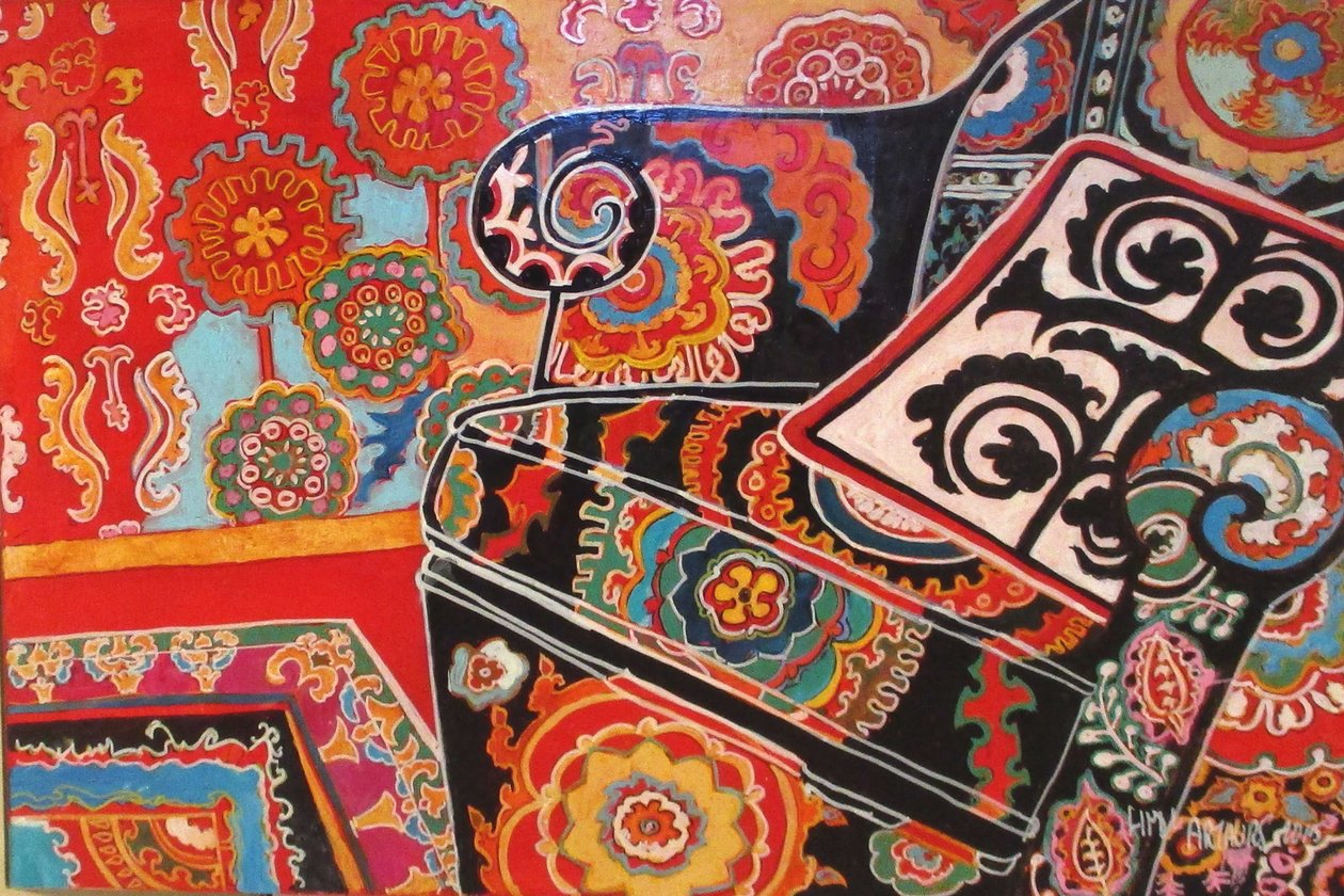 Suzani Decor, 2016 (blandteknik, akryl, bläck, olja) av linda arthurs