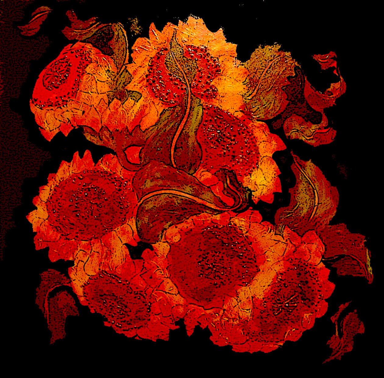solrosor, 2014 (blandteknik) av linda arthurs
