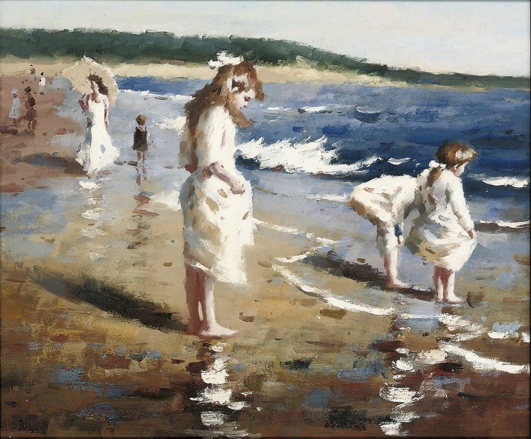  A summers day on the beachnEspanol: Un dia de verano en la playan av Joaquín Sorolla
