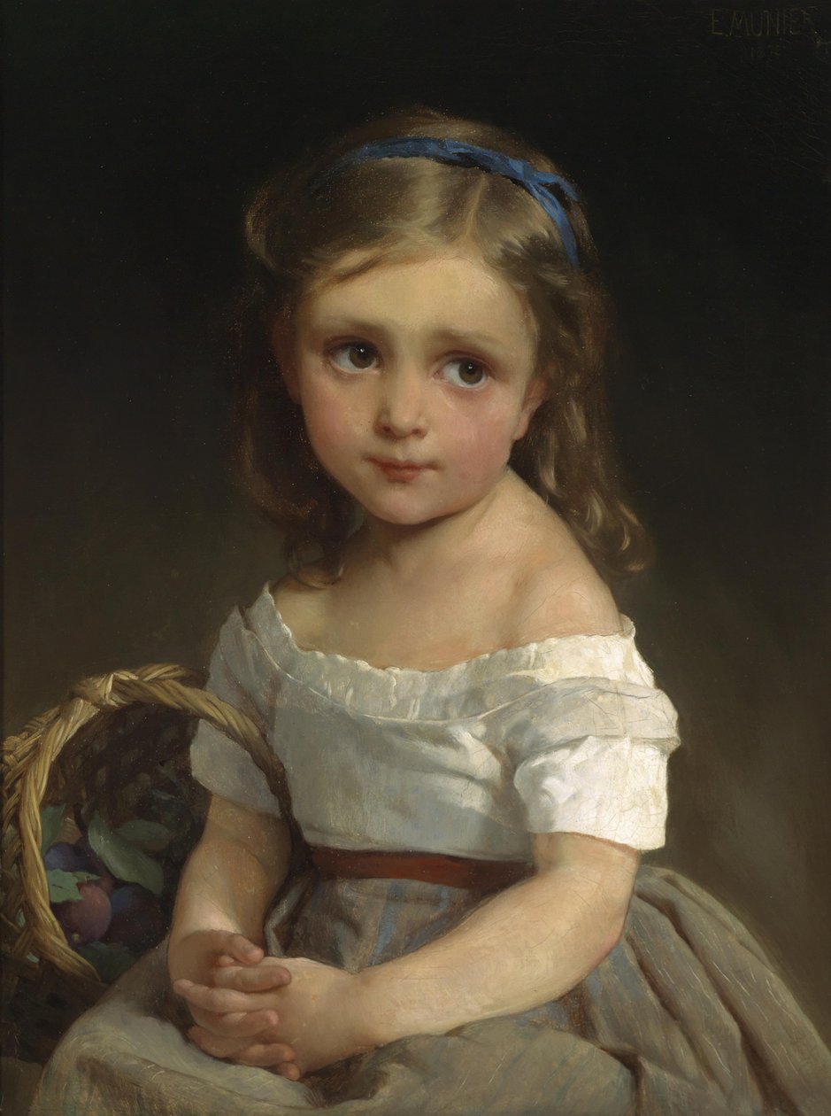 Girl with Basket of Plums av Emile Munier