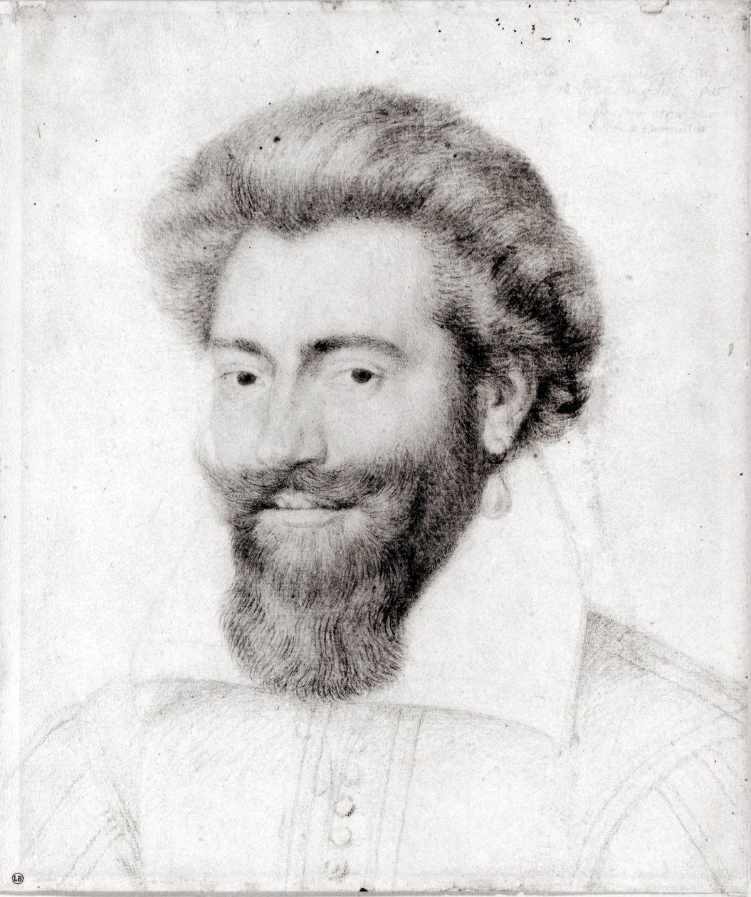 Porträtt av en skäggig man (röd krita, pierre noire och krita på papper) av Daniel Dumonstier or Dumoustier