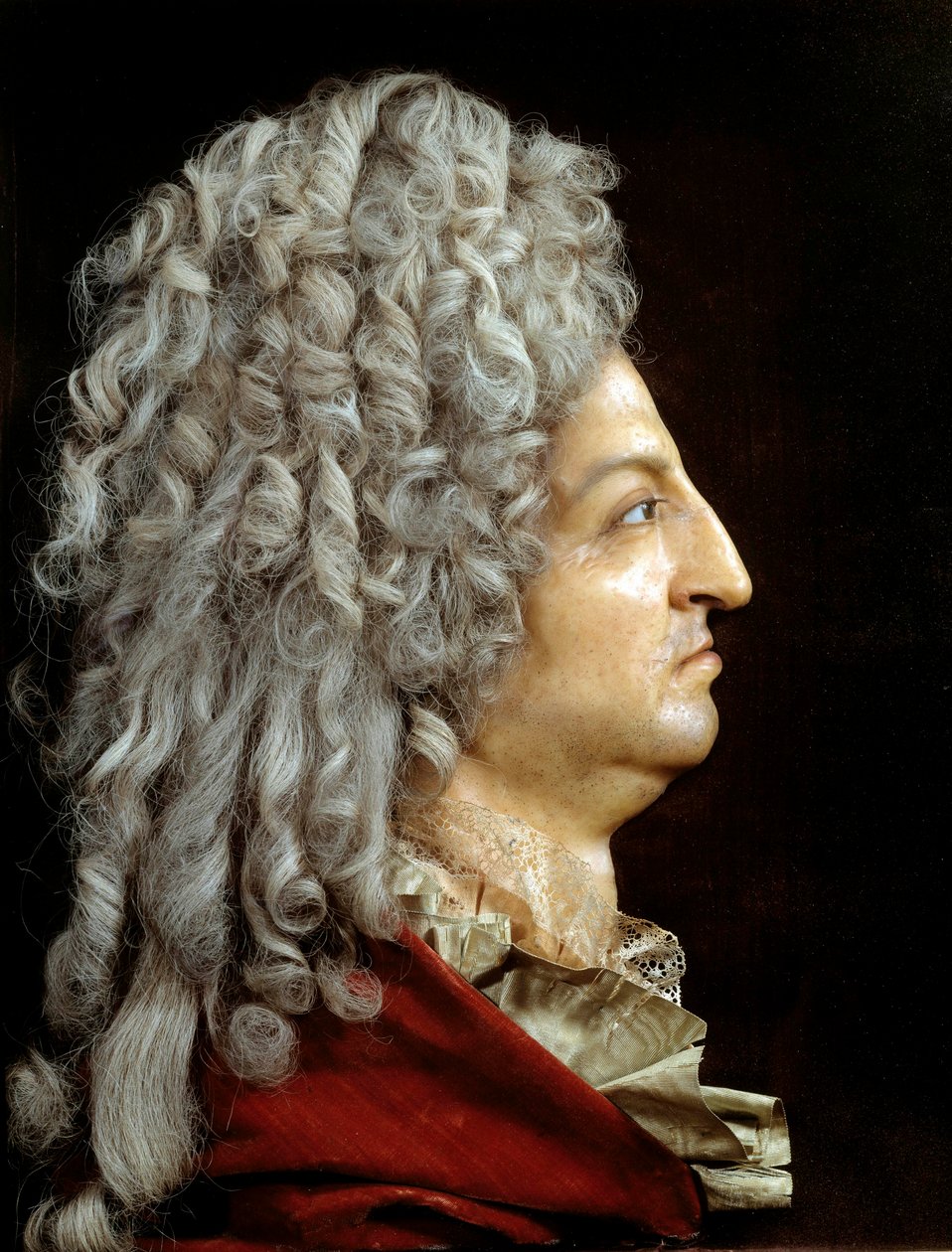 Porträtt av kung Ludvig XIV (1638-1715). Vax och textil av Antoine Benoist dit du Cercle (1632-1717). Omkring 1705. Sön 0,52x0,42 m Versailles, musee du chateau av or Benoit du Cercle Antoine Benoist