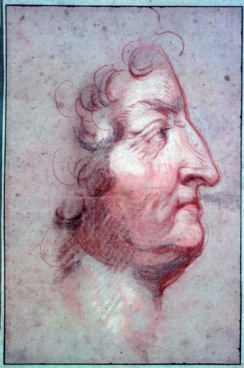 Profilporträtt av kungen av Frankrike Ludvig XIV ålder (1638-1715) Teckning a la sanguine tillskriven Antoine Benoit du Cercle (1632-1717) 1600-talets Paris, Musee du Louvre av or Benoit du Cercle Antoine Benoist