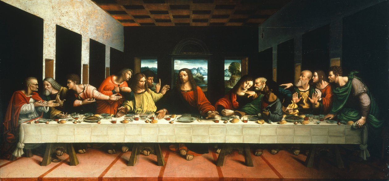 Kopia av Nattvarden av Leonardo da Vinci, av Cesare Magni (första hälften av 1500-talet) av or Magno Cesare Magni