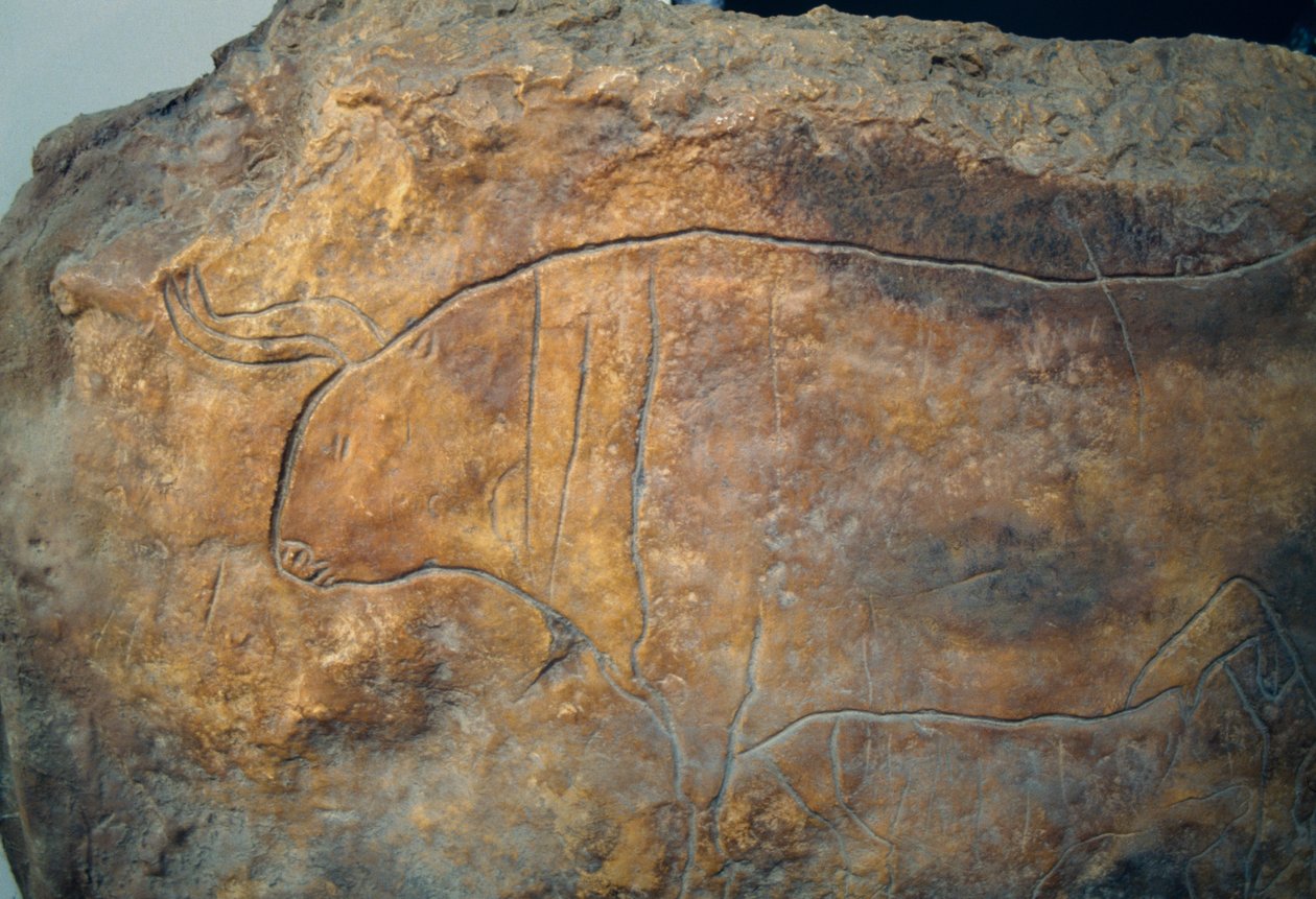 Graffito föreställande tjur. Den antika grekiska civilisationen, Magna Graecia av Theodore Charles Ange Coquelin