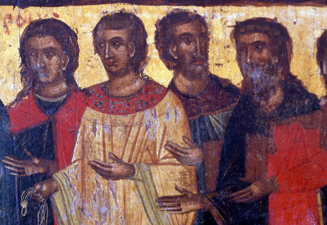Mansfigurer, träpanel i den bysantinska kyrkan Palea Roumata, Kreta, Grekland (foto) av Theodore Charles Ange Coquelin