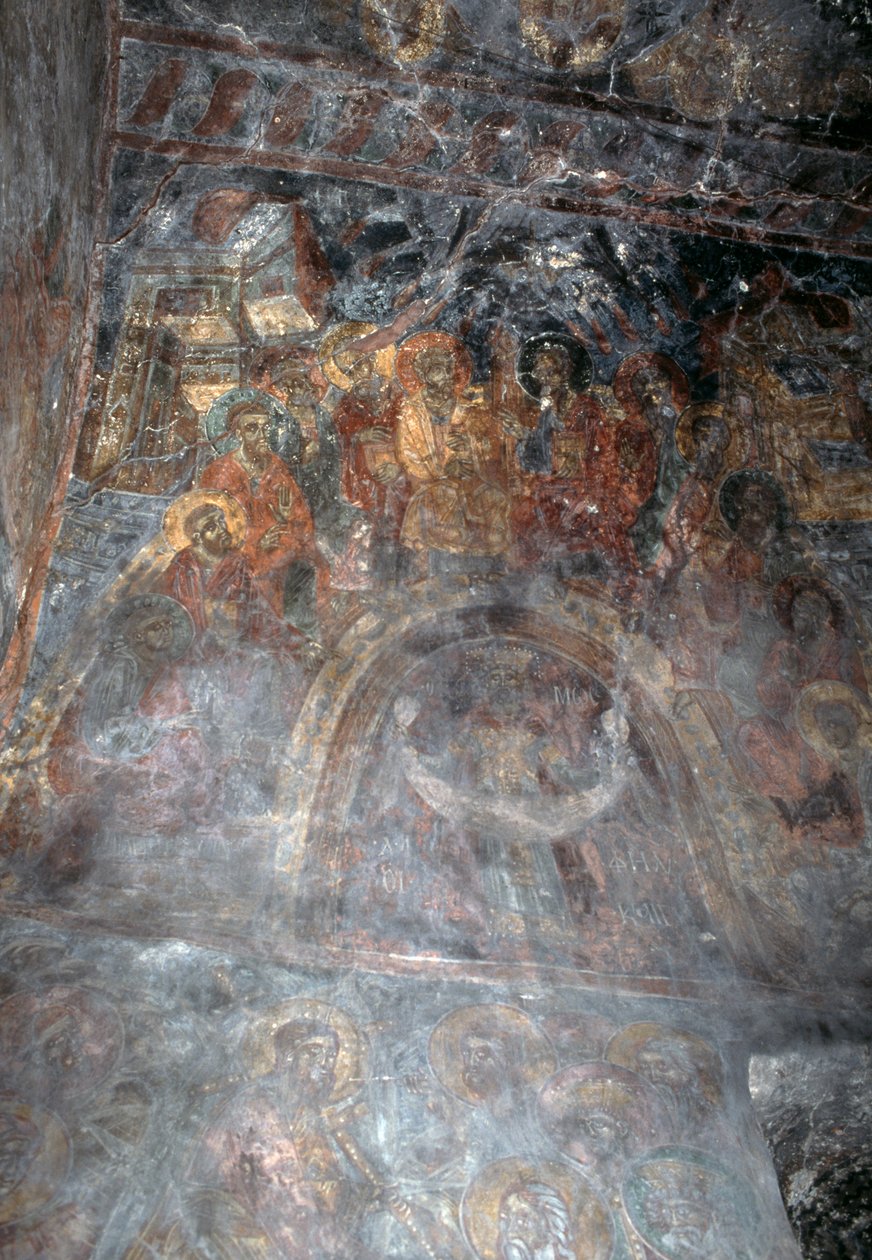 Helgon, fresco på taket i Agia Paraskevi-kyrkan, Anisaraki, Kreta, Grekland (foto) av Theodore Charles Ange Coquelin