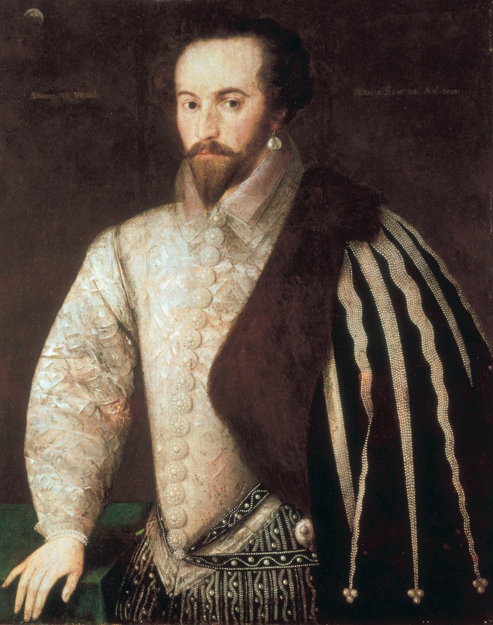Porträtt av Sir Walter Raleigh (1554 - 1618). Målning tillskriven Federico Zuccaro (eller Zuccari) (1549 - 1609). 1588. London, National Portrait Gallery. av or Zuccaro Federico Zuccari