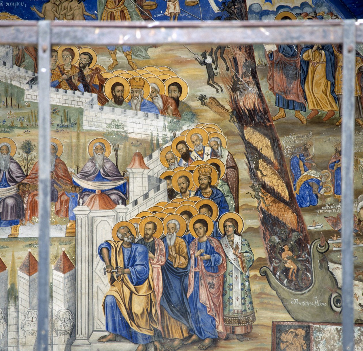 St, Peter öppnar himlens portar, fresk om den sista domen i klostret Timios Prodromos, Serres, Centrala Makedonien, Grekland av Unbekannt Unbekannt