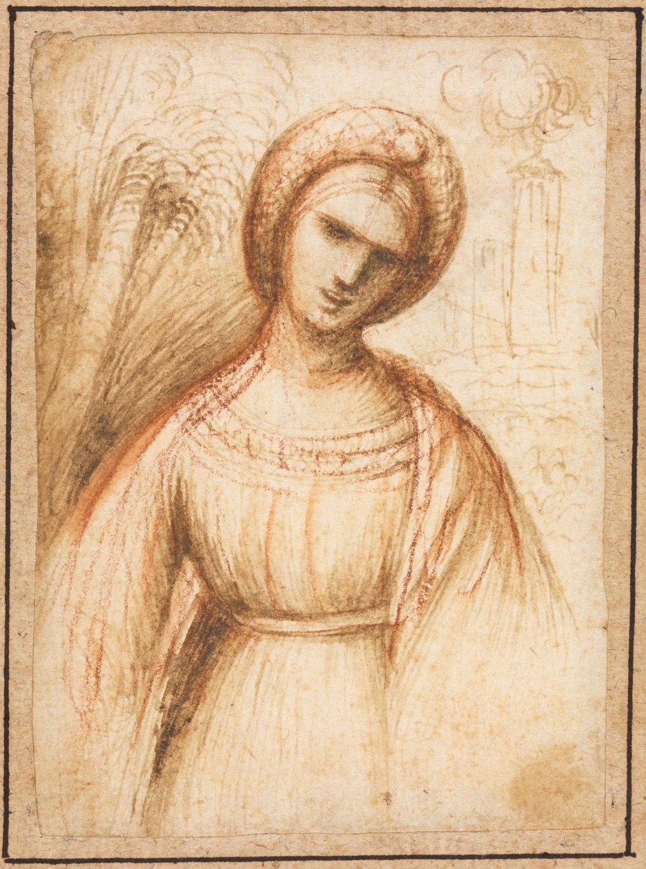 Lady in a Landscape (rekto) av possibly by Dosso Dossi