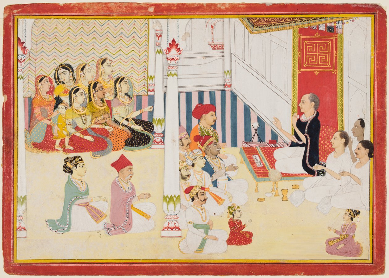 Svetambara Jain lärare ger instruktioner av possibly by Sahib Ram