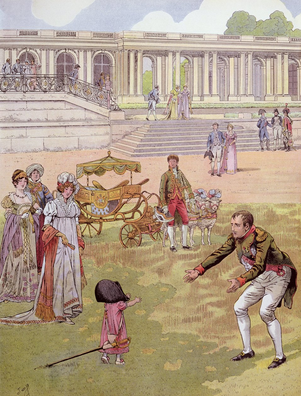 Napoleon (1769-1821) leker med kungen av Rom (1811-32) illustration från "Bonaparte" av G. Montorgueil, 1910 av Jacques Marie Gaston Onfray de Breville (Job)
