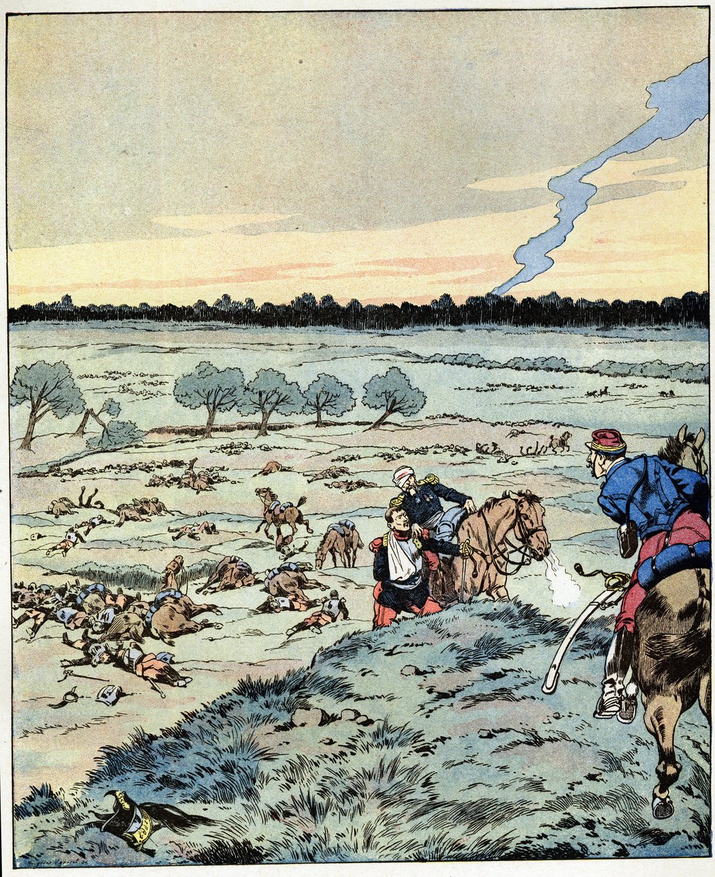 Slagskepp? Det finns inget mer! En generals svar till en officer som begärde förstärkning i slaget vid Reichoffen, känd för sin tunga plikt 1870. Illustration av Job (Jacques Marie Gaston Onfray och Breville) (Jacques-Marie) (1858-1931) för t. av pseudonym for Onfray de Breville Jacques Job