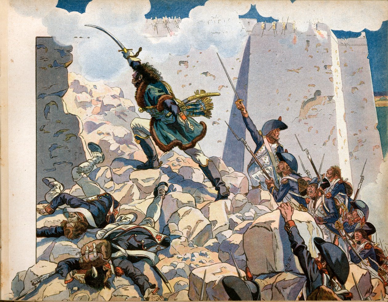Egyptens kampanj (expedition): Joachim Murat (1767-1815) vid belägringen av Johannes av Acre i Egypten. Gravyr av Jacques Marie Gaston Onfray de Breville dit Job (1858-1931) av pseudonym for Onfray de Breville Jacques Job