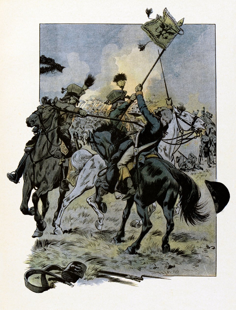 Theophile Malo död Corret de La Tour (eller Latour) av Auvergne (1743-1800) dödades den 28 juni 1800, vid 57 års ålder, i slaget vid Oberhausen av ett spjut från en österrikisk uhlan - Illustration av Job ( Ja av pseudonym for Onfray de Breville Jacques Job