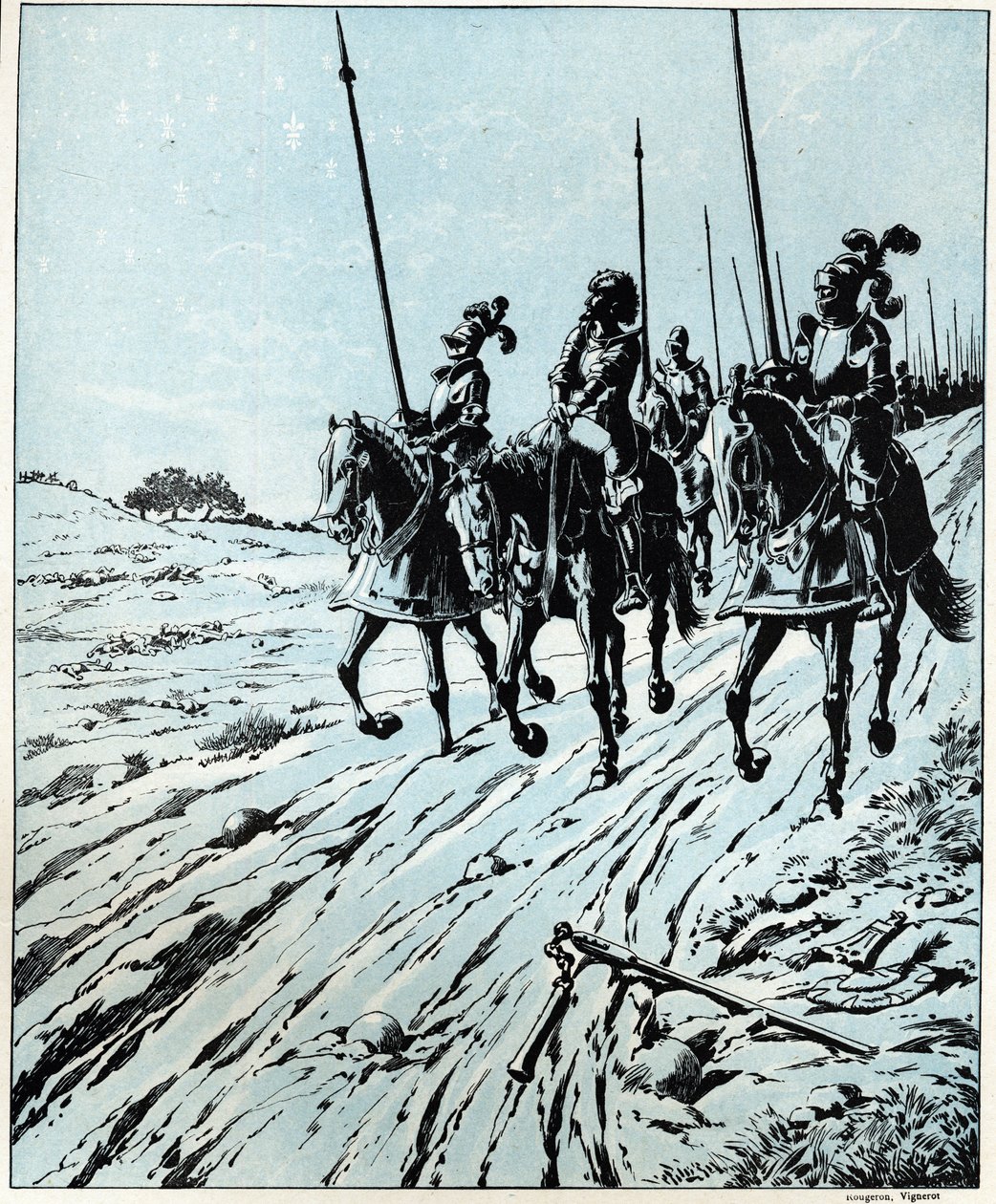 Allt är förlorat, för Francois I:s ära (1494 - 1547) till hans mor efter nederlaget i slaget vid Pavia 1525 mot Karl V (eller Karl V 1500-1558). Illustration av Job (Jacques Marie Gaston Onfray och Breville) (Jacques-Marie) (1858-193) av pseudonym for Onfray de Breville Jacques Job