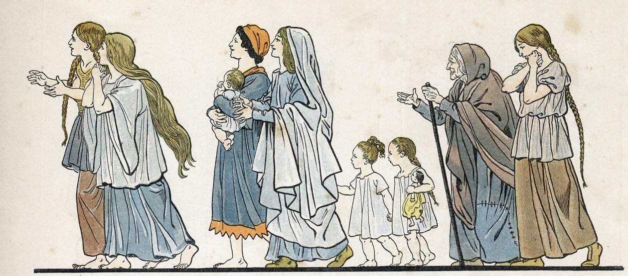 Galliska bondkvinnor med sina barn. i "" Frankrike, hennes berättelse berättad av G. Montorgueil, bild av Job""" 1896. Privat samling. av pseudonym for Onfray de Breville Jacques Job
