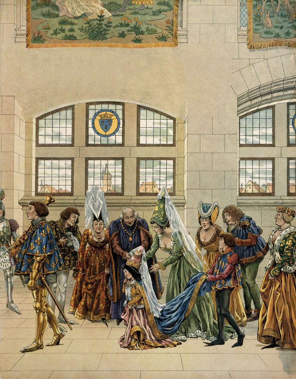 Frankrikes historia under medeltiden (medeltiden): Marguerite, ärkehertiginna av Österrike (1480-1530), dotter till Maximilian av Habsburg, Dauphinens lilla fästmö, gick in i Frankrikes hov för att vara närvarande för delfinen (som blev kung av Frankrike C av pseudonym for Onfray de Breville Jacques Job