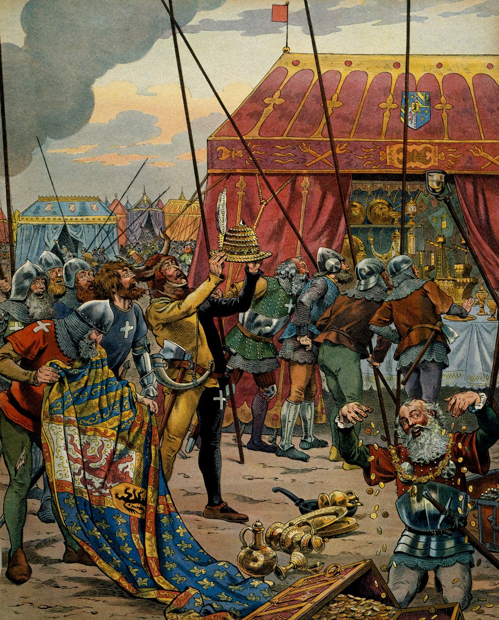 Frankrikes historia under medeltiden (medeltiden): Schweizarna tar över rikedomen av Karl Temeraire (1433-1477), hertig av Bourgogne efter katastrofen i slaget vid sonson, som såg segern för de konfedererade, Ludvigs allierade XI av Frankrike över Cha av pseudonym for Onfray de Breville Jacques Job