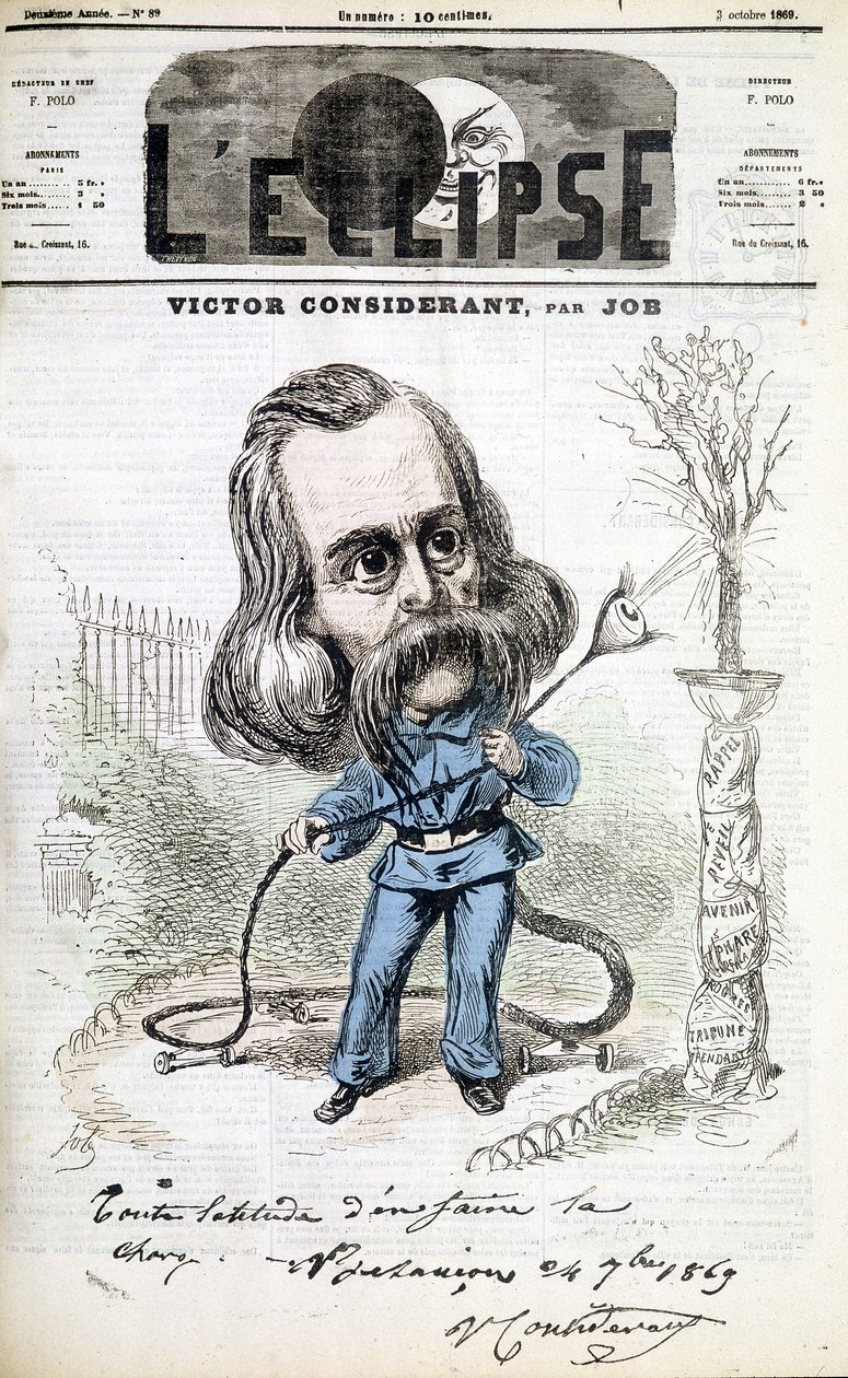 Humoristisk teckning på Victor Recital (1808 - 1893) av Job. Omslag till "" L