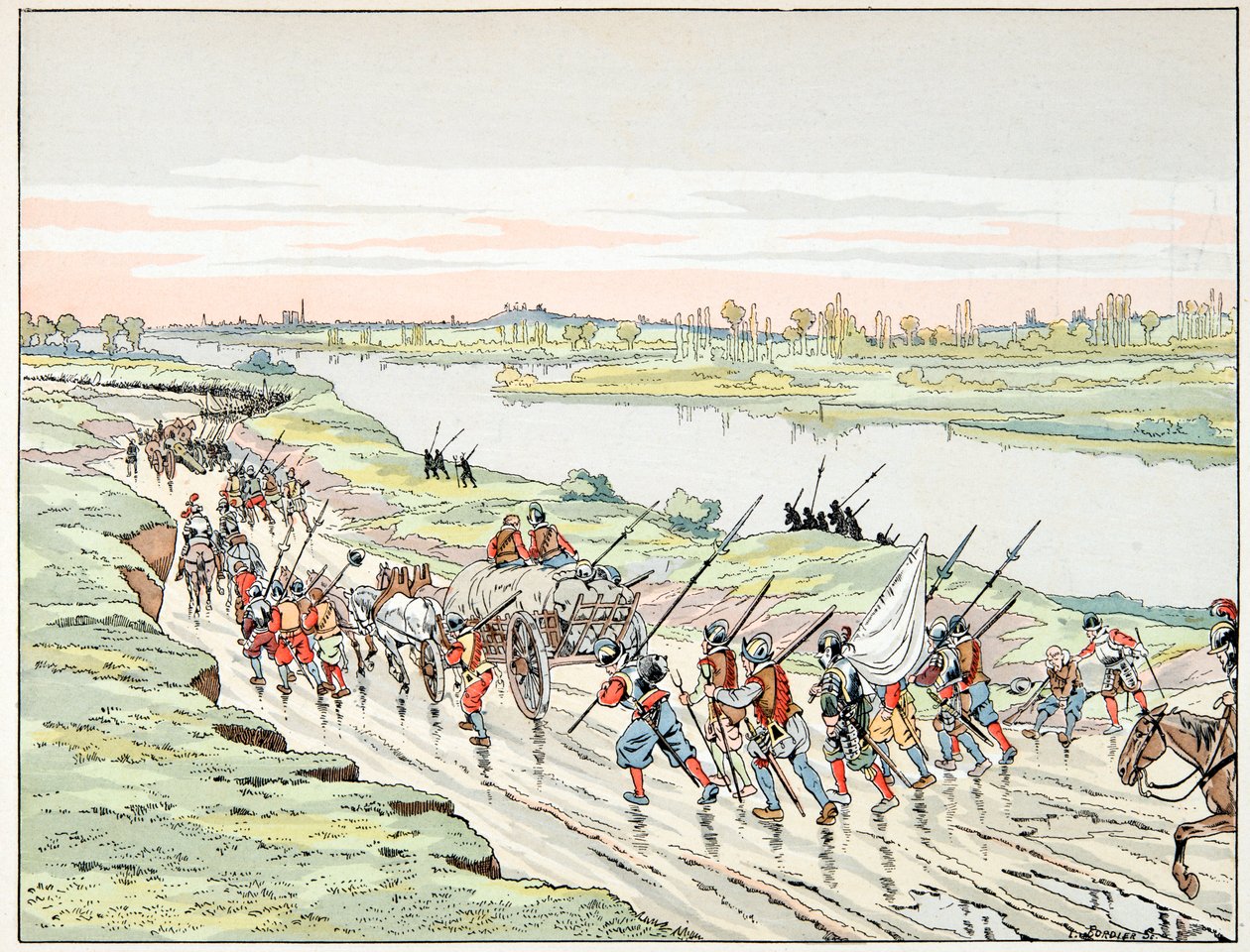 Illustration hämtad från boken "" Le bon roy Henri"", illustrerad av Jacques Marie Gaston Onfray de Breville dit JOB (1858-1931): Henri IV handlar om Paris - Privat samling av pseudonym for Onfray de Breville Jacques Job