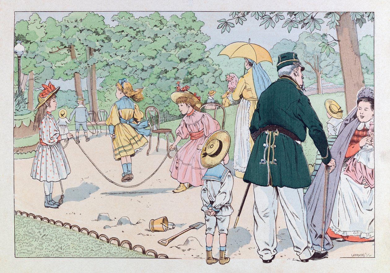 Jacques Marie Gaston Onfray de Breville dit JOB (1858 - 1931); Illustration från boken "" Les epies de France"": The Guardian of Square på 1800-talet; Coll, del av pseudonym for Onfray de Breville Jacques Job