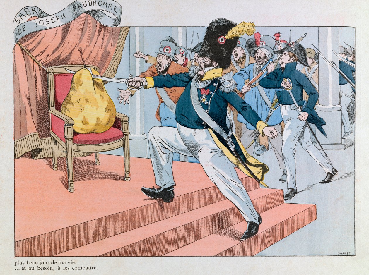 Jacques Marie Gaston Onfray de Breville dit JOB (1858 - 1931); Illustration hämtad från boken "" Les epees de France"": Louis philippe chasse du trone (Joseph Prudhommes Saber "" Denna sabel är den vackraste dagen i mitt liv. Den kommer att tjäna mig att f av pseudonym for Onfray de Breville Jacques Job