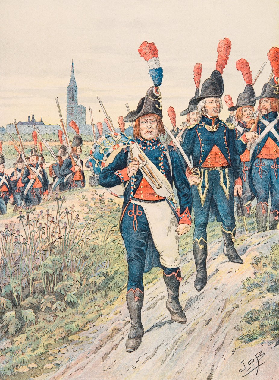 Jacques Marie Gaston Onfroy de Breville dit JOB (1858-1931) - Franska trupper hålls hela tiden: Strasbourg Pontonniers (1793), Privat samling av pseudonym for Onfray de Breville Jacques Job