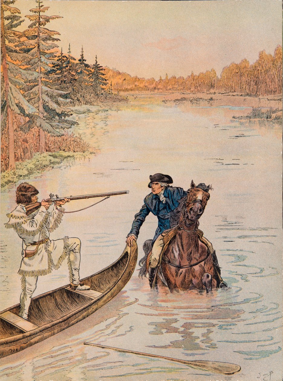 Jacques Marie Gaston Onfroy de Breville dit JOB (1858-1931) - Georges Washington spelar jaktvakten på hans marker, Private Collection av pseudonym for Onfray de Breville Jacques Job