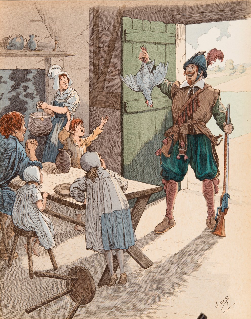 Jacques Marie Gaston Onfroy de Breville dit JOB (1858-1931) - Pottflickan på Henri IV:s tid (1553-1610), Privat samling av pseudonym for Onfray de Breville Jacques Job