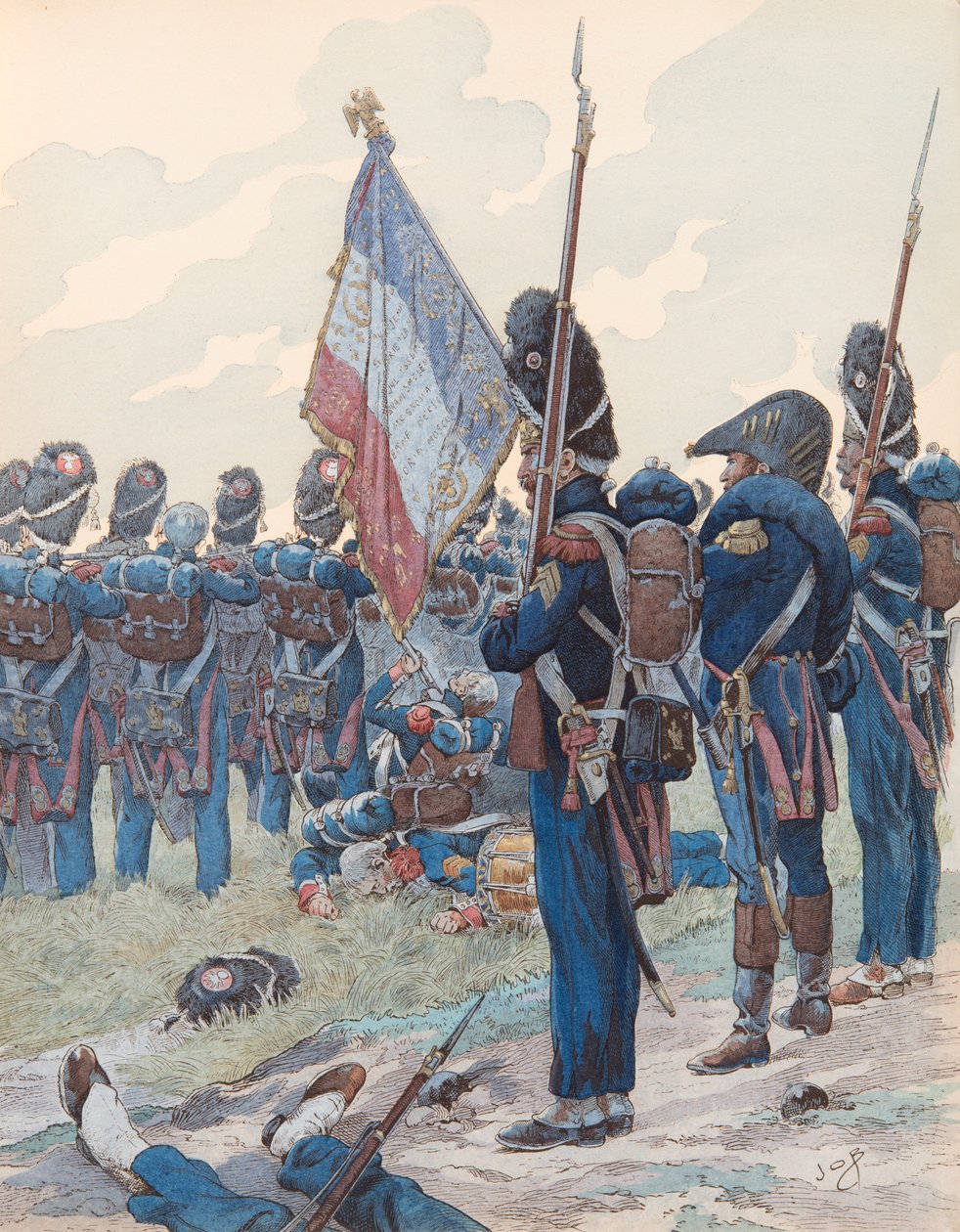 Jacques Marie Gaston Onfroy de Breville dit JOB (1858-1931) - The last edge at Waterloo (18 juni 1815), Privat samling av pseudonym for Onfray de Breville Jacques Job