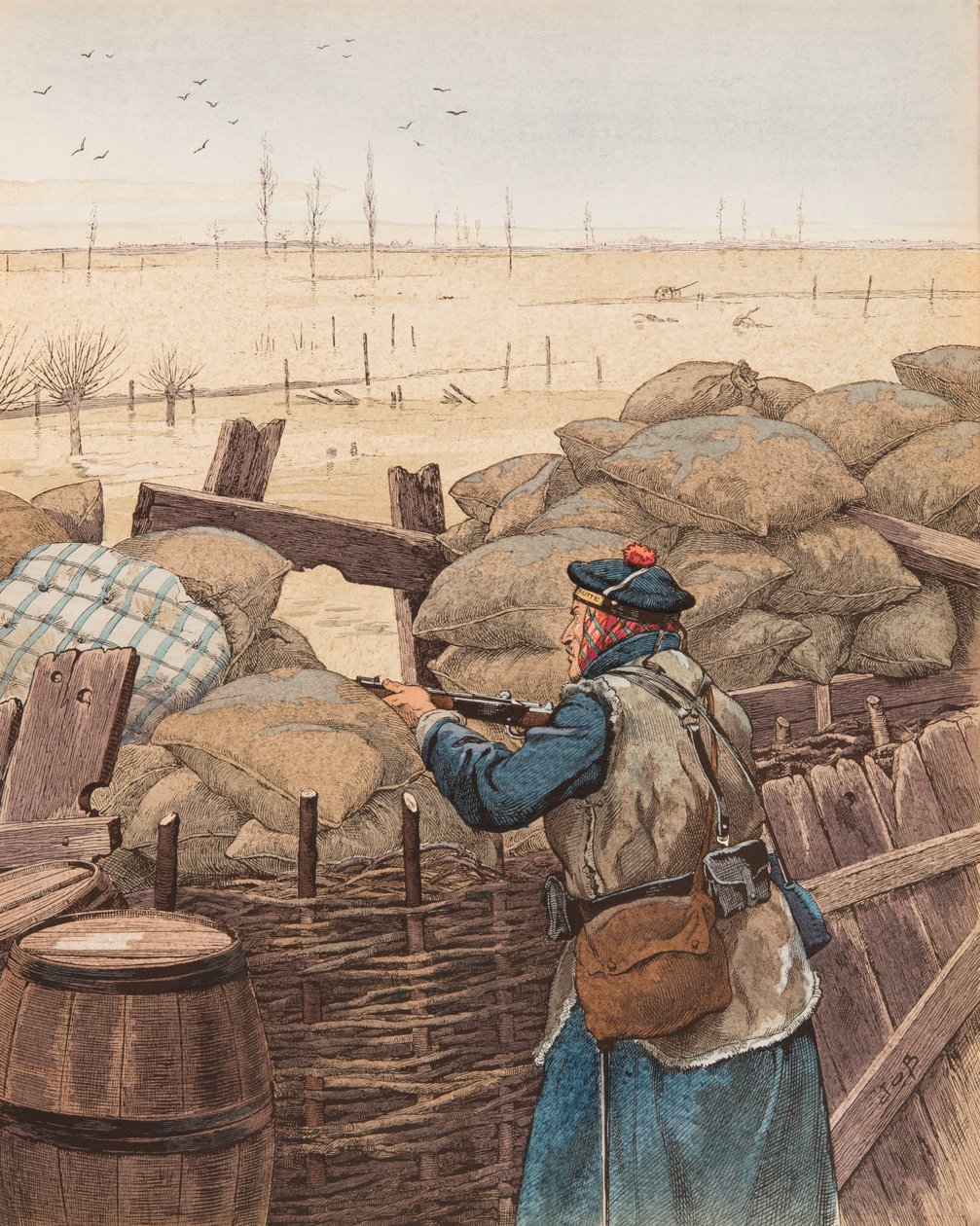 Jacques Marie Gaston Onfroy de Breville dit JOB (1858-1931) - Le fusilier marin (marin gevär i en skyttegrav under första världskriget), privat samling av pseudonym for Onfray de Breville Jacques Job
