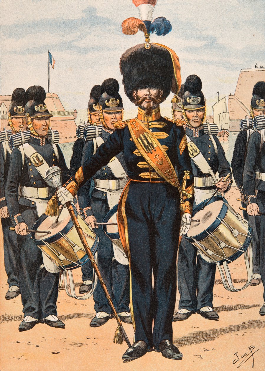 Jacques Marie Gaston Onfroy de Breville dit JOB (1858-1931) - Alltid franska truppers utrustning: Drum Major of Fleet Crews (1837), Privat samling av pseudonym for Onfray de Breville Jacques Job